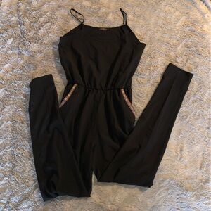 Black Capri Style Jumpsuit with Cinched Elastic Waist